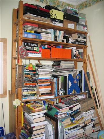 Hopelessly overcrowded bookshelves