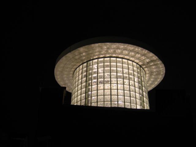 car park lift tower at night