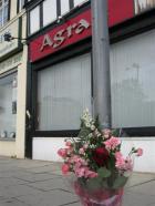 Flowers outside restaurant