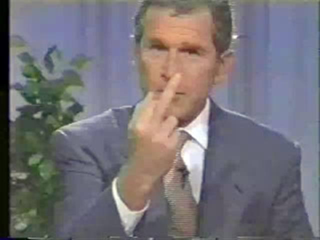 Bush's one-fingered victory salute